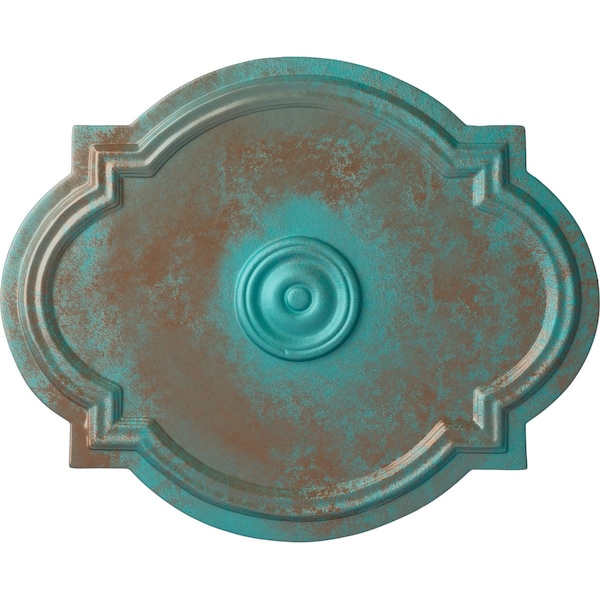 Ekena Millwork Waltz Ceiling Medallion (Fits Canopies up to 4 1/2"), 21 1/4"W x 17 3/8"H x 1"P, Copper Green Patina CM21WACGS - main